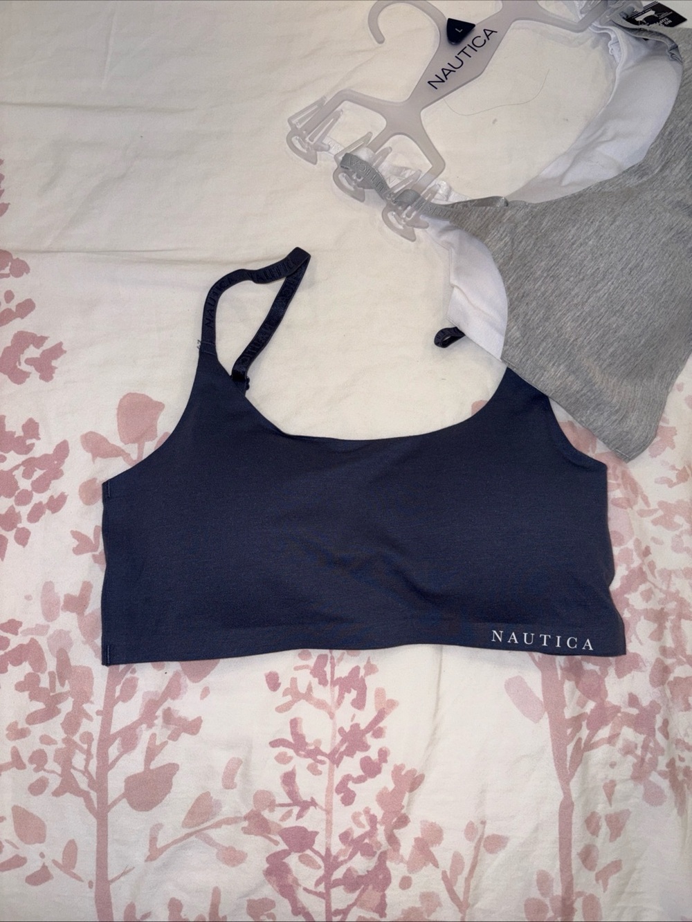 Nautica Navy Sports Bralette with Nautica Hem Logo sz L set of 3 new with tags
